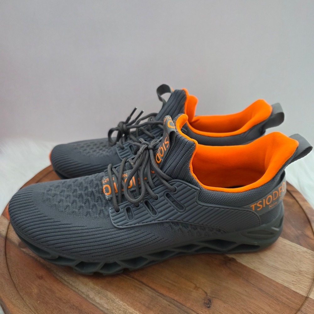 TSIODFO Mens Grey Orange Blade Running Sneakers Athletic Shoes Sz 45‎ US 11-11.5 - Picture 3 of 12